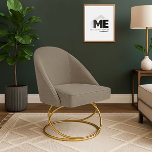 Cadeira Poltrona Lua Bouclê Base Luxo:capuccino