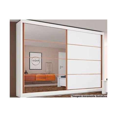 Guarda Roupa Casal 2 Portas de Correr e 6 Gavetas C/ 1 Espelho Sevilha Branco - Europa