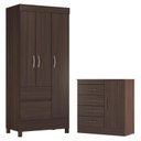 Ver imagem 1 de Guarda Roupa Solteiro Wind com Cômoda Montevidéu Café Touch - Demóbile
