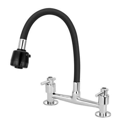 Torneira Misturador Gourmet Flexível Preto Cozinha Mesa 1/4v