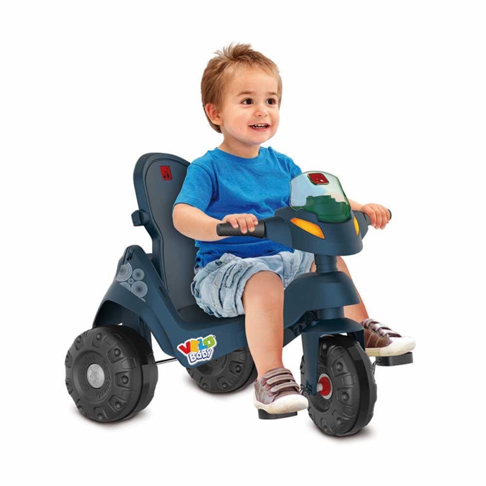 Triciclo Infantil - Passeio e Pedal - Velobaby Reclinável - Azul - Bandeirante - 6