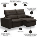 Ver imagem 4 de Sofá Retrátil Reclinável para Sala 3 Lugares 210cm Niels F04 Veludo Marrom Escuro - Lyam Decor
