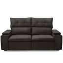 Ver imagem 3 de Sofá Retrátil Reclinável para Sala 3 Lugares 210cm Niels F04 Veludo Marrom Escuro - Lyam Decor