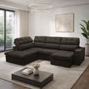 Ver imagem 3 de Sofá 4 Lugares Retrátil Reclinável Chaise Esquerdo 288cm Solin F04 Veludo Marrom Escuro - Lyam
