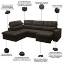 Ver imagem 4 de Sofá 4 Lugares Retrátil Reclinável Chaise Esquerdo 288cm Solin F04 Veludo Marrom Escuro - Lyam