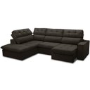 Ver imagem 1 de Sofá 4 Lugares Retrátil Reclinável Chaise Esquerdo 288cm Solin F04 Veludo Marrom Escuro - Lyam