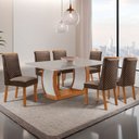 Ver imagem 7 de Mesa de Jantar Milena 180cm Tampo MDF Vidro Canto Copo com 6 Cadeiras Yasmin