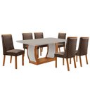 Ver imagem 1 de Mesa de Jantar Milena 180cm Tampo MDF Vidro Canto Copo com 6 Cadeiras Yasmin