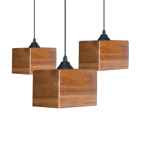 Kit Com 3 Luminarias Minimalista Cannes De Teto 14cmx10cm Em Madeira Nobre