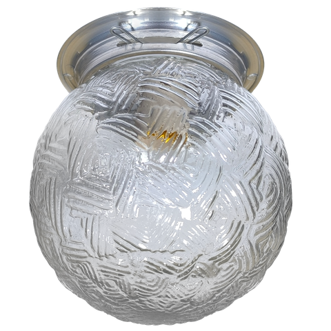 Plafon Popular Colonial com Globo Bola Corda Boca 10 Retrô:incolor/galvanizado/110/222