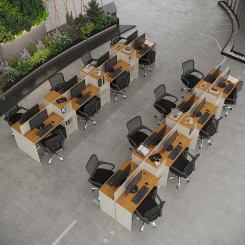Estação de Trabalho 16 Lugares Noruega Office 16 Mesas 12 Armários Livreiro - Via Nossa - Off