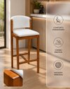 Ver imagem 5 de Banqueta Alta Decorativa Premium Creme Balcão Estofada Área Creme