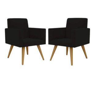 kit com 2  poltrona decorativa talita cor preta