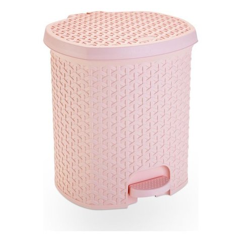 Lixeira Pedal Rattan 15 L Cozinha Banheiro Escritorio Rosa