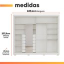 Ver imagem 3 de Guarda Roupas Casal 2 Portas de Correr com Espelho Interno 6 Gavetas 100% MDF Clara