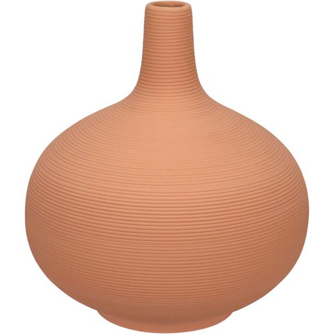 Vaso Decorativo Enfeite Planta Aparador Garrafa Cerâmica 20x18x18cm Pêssego