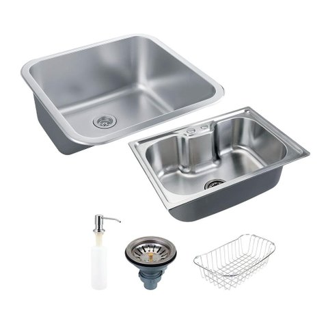 Kit Tanque Aço Inox e Cuba para Cozinha Nawa Pingoo.casa