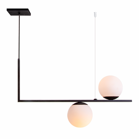 Lustre Pendente Jabuticaba Havana L2 Vidro Globo Leitoso Industrial Moderno E27:Cobre/110V/220V