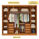 Ver mais imagens de Conjunto Guarda Roupa Casal 6 Portas 8 Gavetas Puxador MDF com Pés Portugal e Cama Casal Monaco Bege