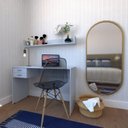 Ver imagem 1 de Escrivaninha Mesa Escritório com Prateleira Suspensa Helen 100cm Bramov Cinza Cristal
