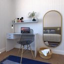Ver imagem 1 de Escrivaninha Mesa Escritório com Prateleira Suspensa Helen 100cm Bramov Branco e Cinza Cristal