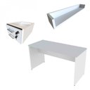 Ver imagem 2 de Escrivaninha Mesa Escritório com Prateleira Suspensa Helen 100cm Bramov Branco E Cinza Cristal