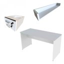 Ver imagem 2 de Escrivaninha Mesa Escritório com Prateleira Suspensa Helen 100cm Bramov Branco e Cinza Cristal