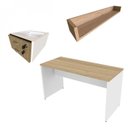 Ver imagem 2 de Escrivaninha Mesa Escritório 100% MDF 100CMX47CM 2 Gavetas 100cm Branca e Carvalho Mel Bege