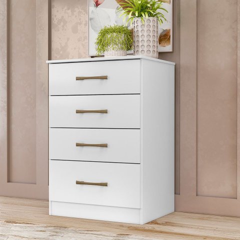 Cômoda Ms913 Organizadora Roupa para Quarto 4 Gavetas - Branco
