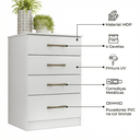 Ver imagem 3 de Cômoda Ms913 Organizadora Roupa para Quarto 4 Gavetas - Branco