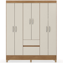 Ver imagem 1 de Guarda-Roupa Casal 6 Portas 2 Gavetas 149 cm Fast Amendola/Off White