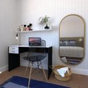Ver imagem 1 de Escrivaninha Mesa Escritório 100% MDF 100CMX47CM 2 Gavetas 100cm Preto e Branca