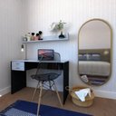 Ver imagem 1 de Escrivaninha Mesa Escritório 100% MDF 100CMX47CM 2 Gavetas 100cm Preto e Cinza Cristal