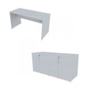Ver imagem 2 de Escrivaninha Mesa Escritório 100CMX47CM com Armário Baixo 4 Portas 100cm Branca