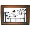 Ver imagem 1 de Quadro Artesanal Ferro Madeira Rústico Sala Pássaros Parede 1,00 x 0,70 Libertas Rosas Artesanato