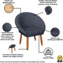 Ver imagem 2 de Poltrona para Sala Compacta Apartamento Tecido Corano Premium Base Fixa Pés Retrô
