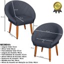 Ver imagem 3 de Poltrona para Sala Compacta Apartamento Tecido Corano Premium Base Fixa Pés Retrô