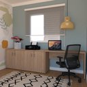 Ver imagem 1 de Escrivaninha Mesa Escritório 100cmx47cm com Armário Baixo 4 Portas 25mm