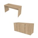 Ver imagem 2 de Escrivaninha Mesa Escritório 100CMX47CM com Armário Baixo 4 Portas 100cm Carvalho Mel Bege