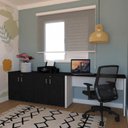 Ver imagem 1 de Escrivaninha Mesa Escritório 100cmx47cm com Armário Baixo 4 Portas 25mm