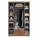 Ver imagem 2 de Guarda-roupa Solteiro 4 Portas 2 Gavetas Amêndoa Mdp com 10 Prateleiras Organizadoras e Corrediças T