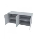 Ver imagem 5 de Escrivaninha Mesa Escritório 100CMX47CM com Armário Baixo 4 Portas 100cm Branca e Cinza Cristal