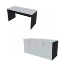 Ver imagem 2 de Escrivaninha Mesa Escritório 100CMX47CM com Armário Baixo 4 Portas 100cm Preto e Cinza Cristal