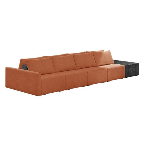 Sofá Ilha 4 Lugares Living 512cm Modulado Lary Bouclê Pu Pto K01 Cor Mostarda