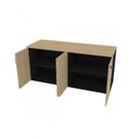 Ver imagem 5 de Escrivaninha Mesa Escritório 100CMX47CM com Armário Baixo 4 Portas 100cm Preto e Carvalho Mel Bege