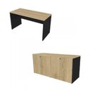 Ver imagem 2 de Escrivaninha Mesa Escritório 100CMX47CM com Armário Baixo 4 Portas 100cm Preto e Carvalho Mel Bege
