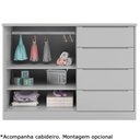 Ver imagem 4 de Cômoda Infantil 4 Gavetas e 2 Portas com Cabideiro Pérola Cinza