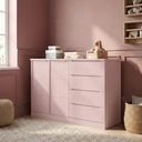 Ver imagem 1 de Cômoda Infantil 4 Gavetas e 2 Portas com Cabideiro Pérola Rosa