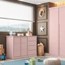 Ver imagem 1 de Cômoda Infantil 2 Portas 4 Gavetas 3 Nichos com Cabideiro Pérola