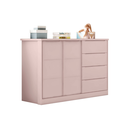 Ver imagem 2 de Cômoda Infantil 4 Gavetas e 2 Portas com Cabideiro Pérola Rosa